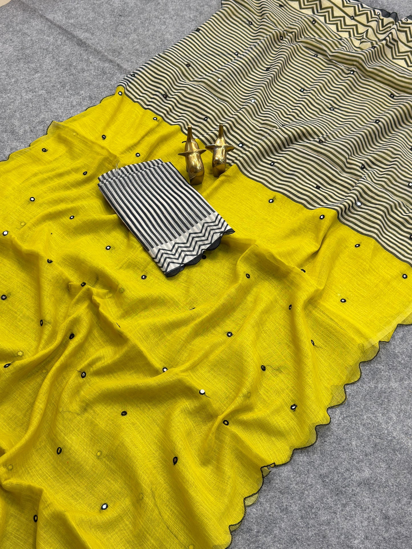 new Soft Linen cotton Digital printed saree with aari work