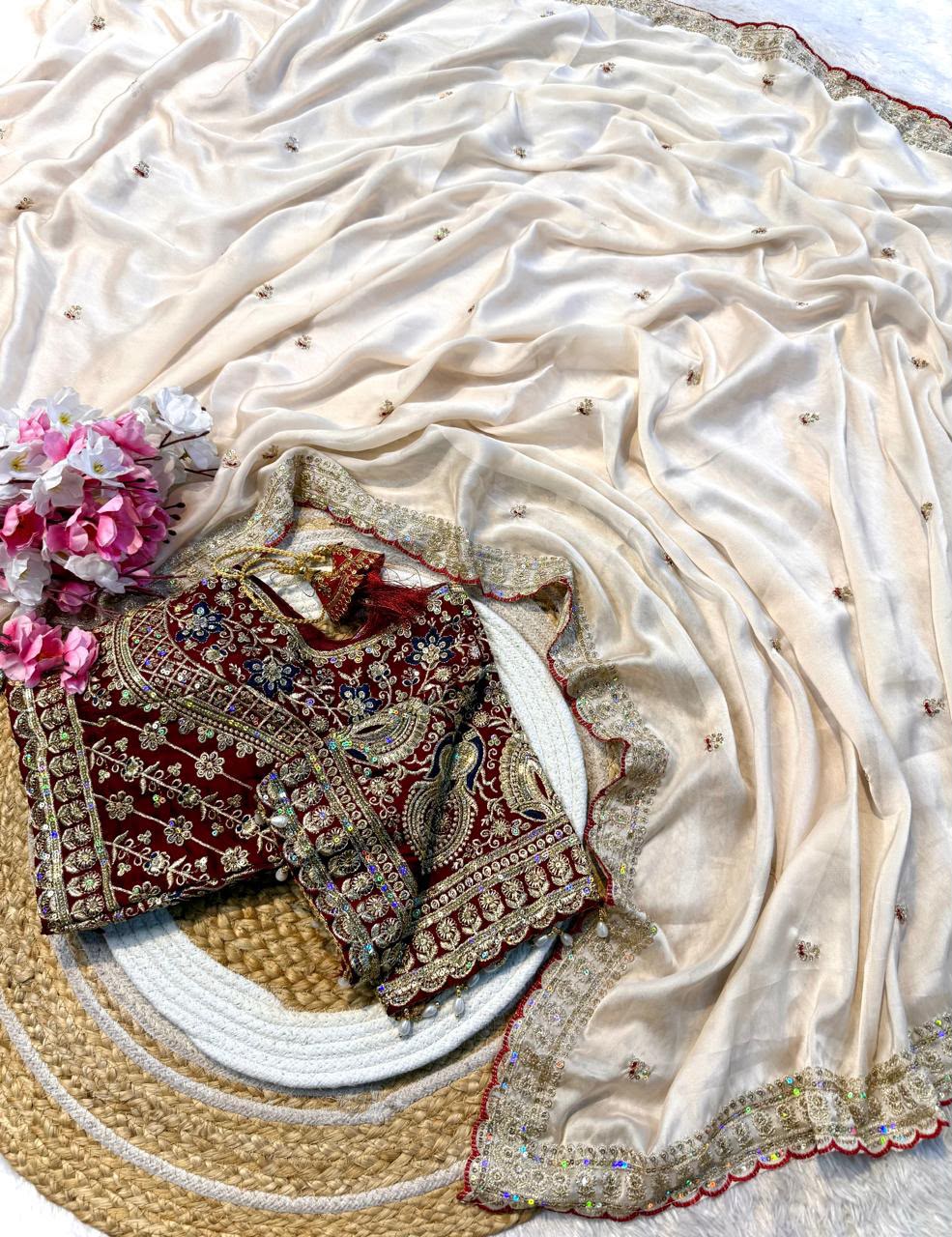saree with stitched blouse