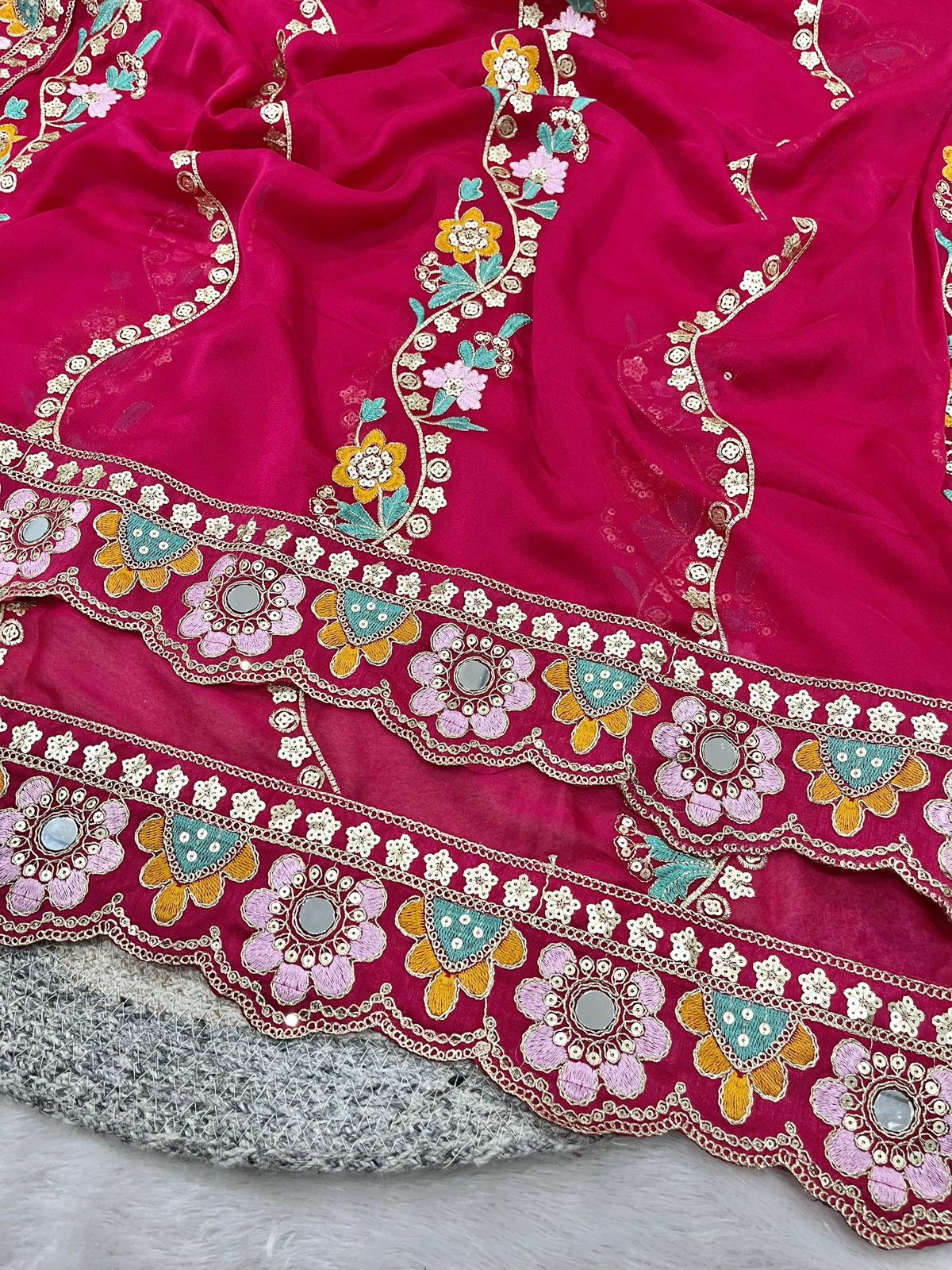 Rangoli silk fabric with sequence with stich blouse