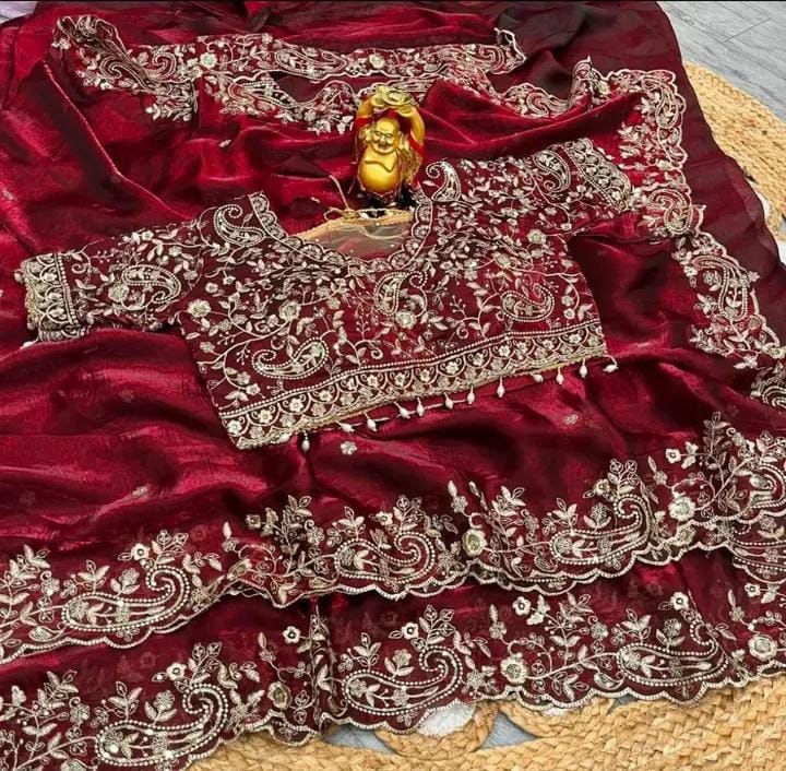 VIRAL SAREE FANDY FABRIC WOTH STICH BLOUSE