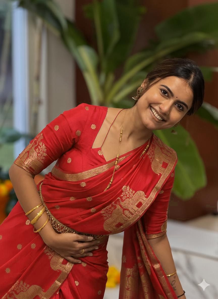 Pure Muslin Silk Saree With contrast Blouse