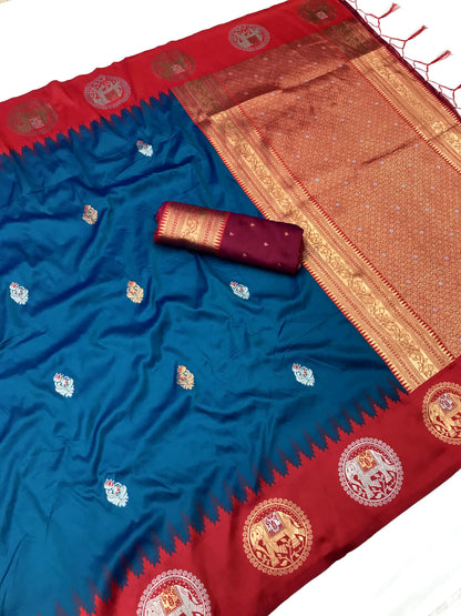 Pure Soft Banarasi Silk Saree With Beautiful Colours
