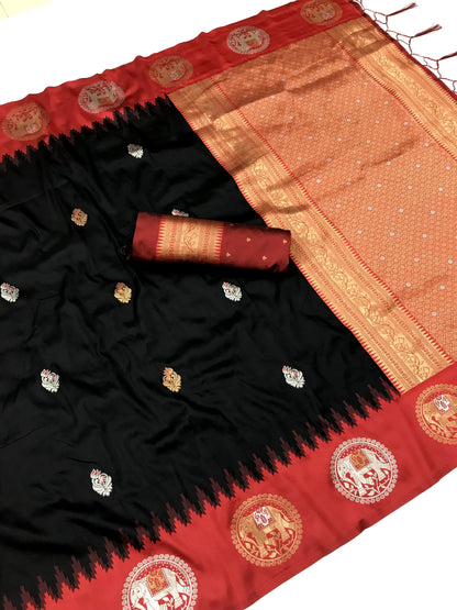 Pure Soft Banarasi Silk Saree With Beautiful Colours