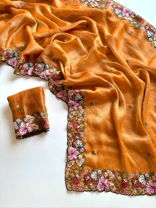 Pure Alexa Crush Saree with premium floral embroidery