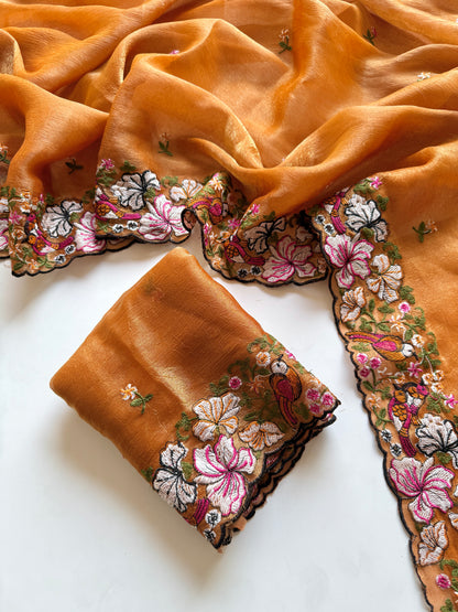 Pure Alexa Crush Saree with premium floral embroidery