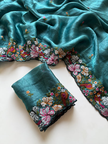 Pure Alexa Crush Saree with premium floral embroidery