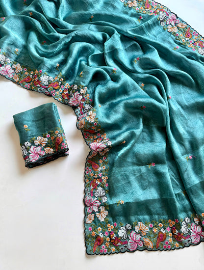 Pure Alexa Crush Saree with premium floral embroidery
