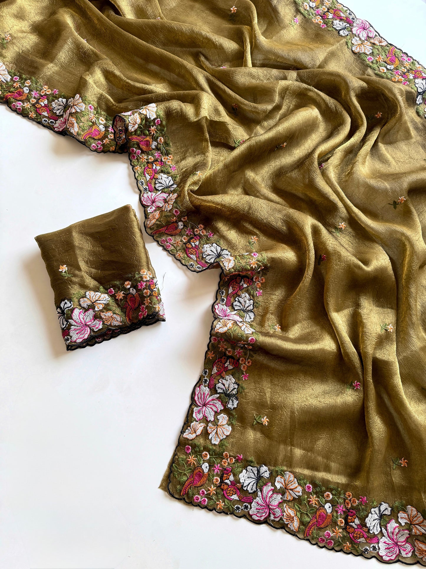 Pure Alexa Crush Saree with premium floral embroidery