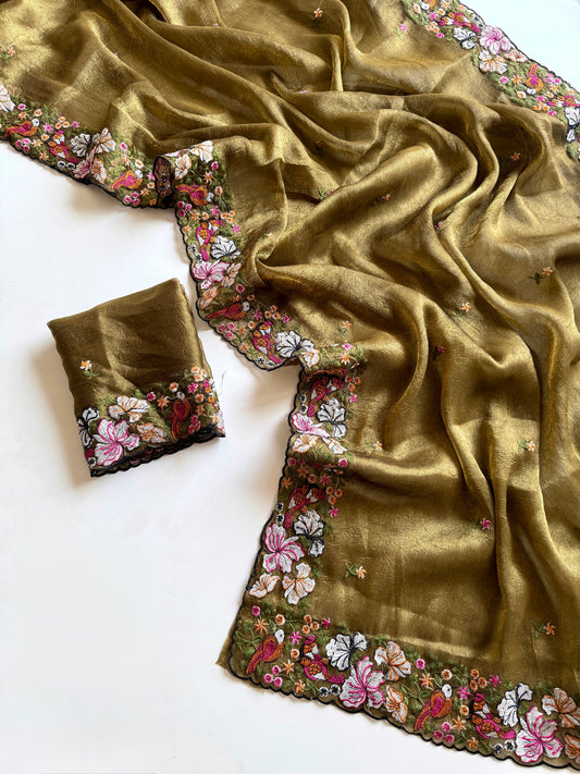 Pure Alexa Crush Saree with premium floral embroidery