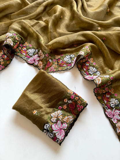 Pure Alexa Crush Saree with premium floral embroidery
