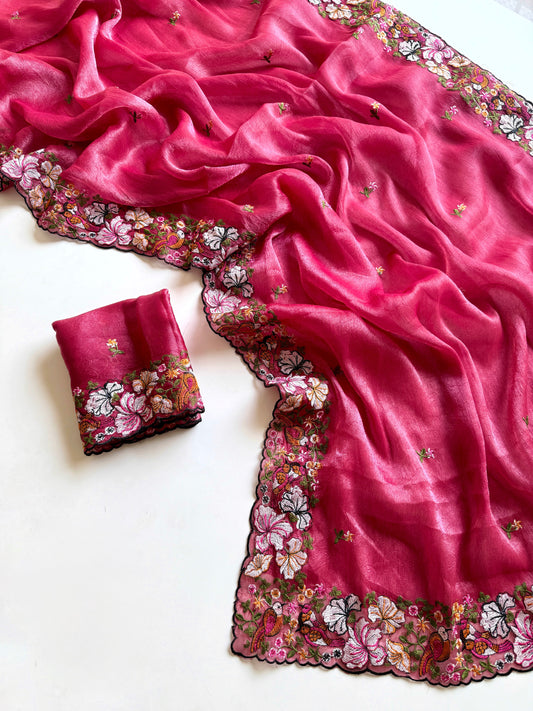 Pure Alexa Crush Saree with premium floral embroidery