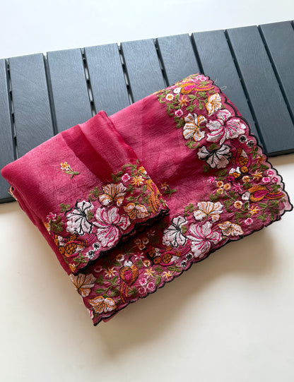 Pure Alexa Crush Saree with premium floral embroidery