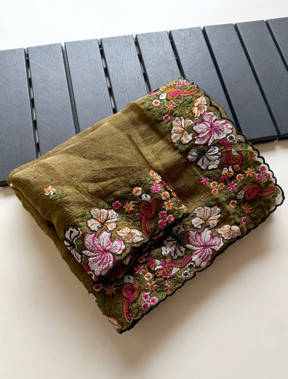 Pure Alexa Crush Saree with premium floral embroidery