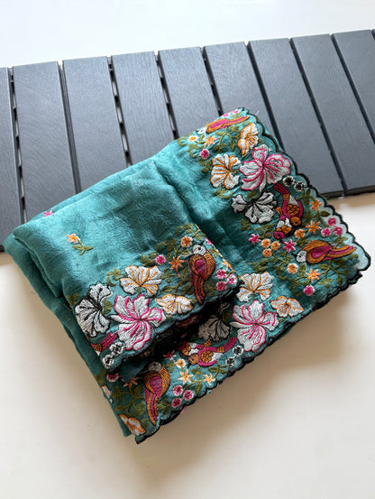 Pure Alexa Crush Saree with premium floral embroidery