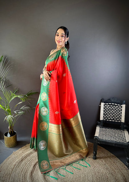 Pure Soft Banarasi Silk Saree With Beautiful Colours