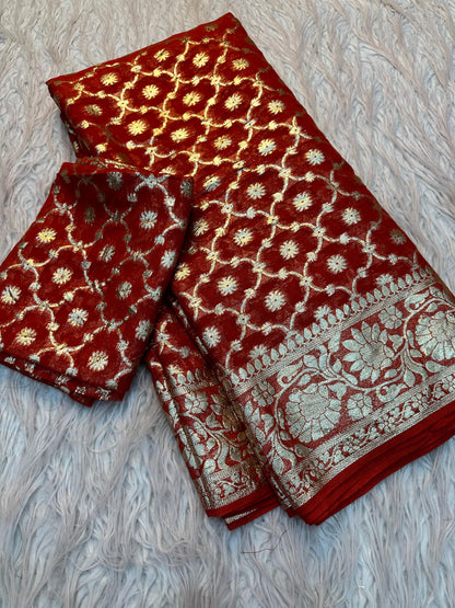 Viscose Georgette Saree With running Blouse !