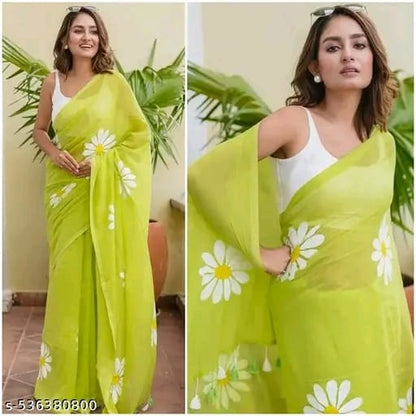 Pure Linen Digital Print saree