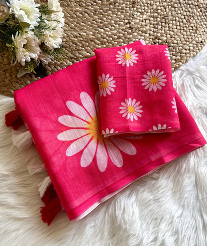 Pure Linen Digital Print saree