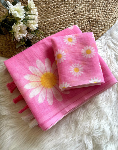 Pure Linen Digital Print saree