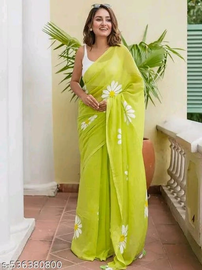 Pure Linen Digital Print saree