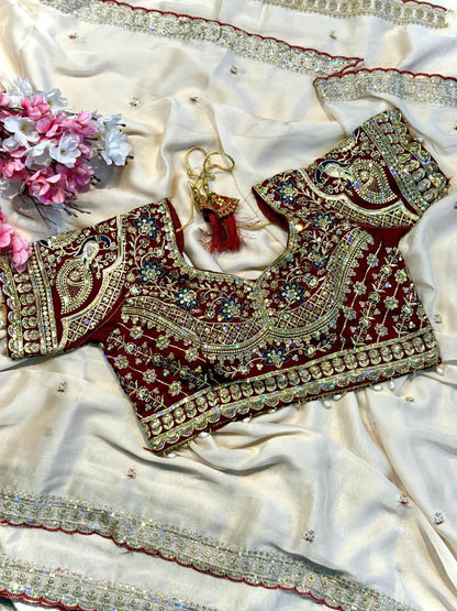 saree  with  stitched blouse