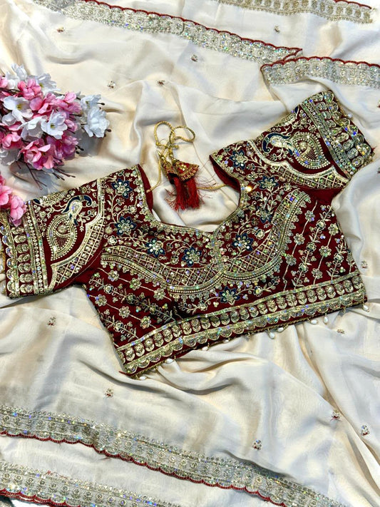saree  with  stitched blouse