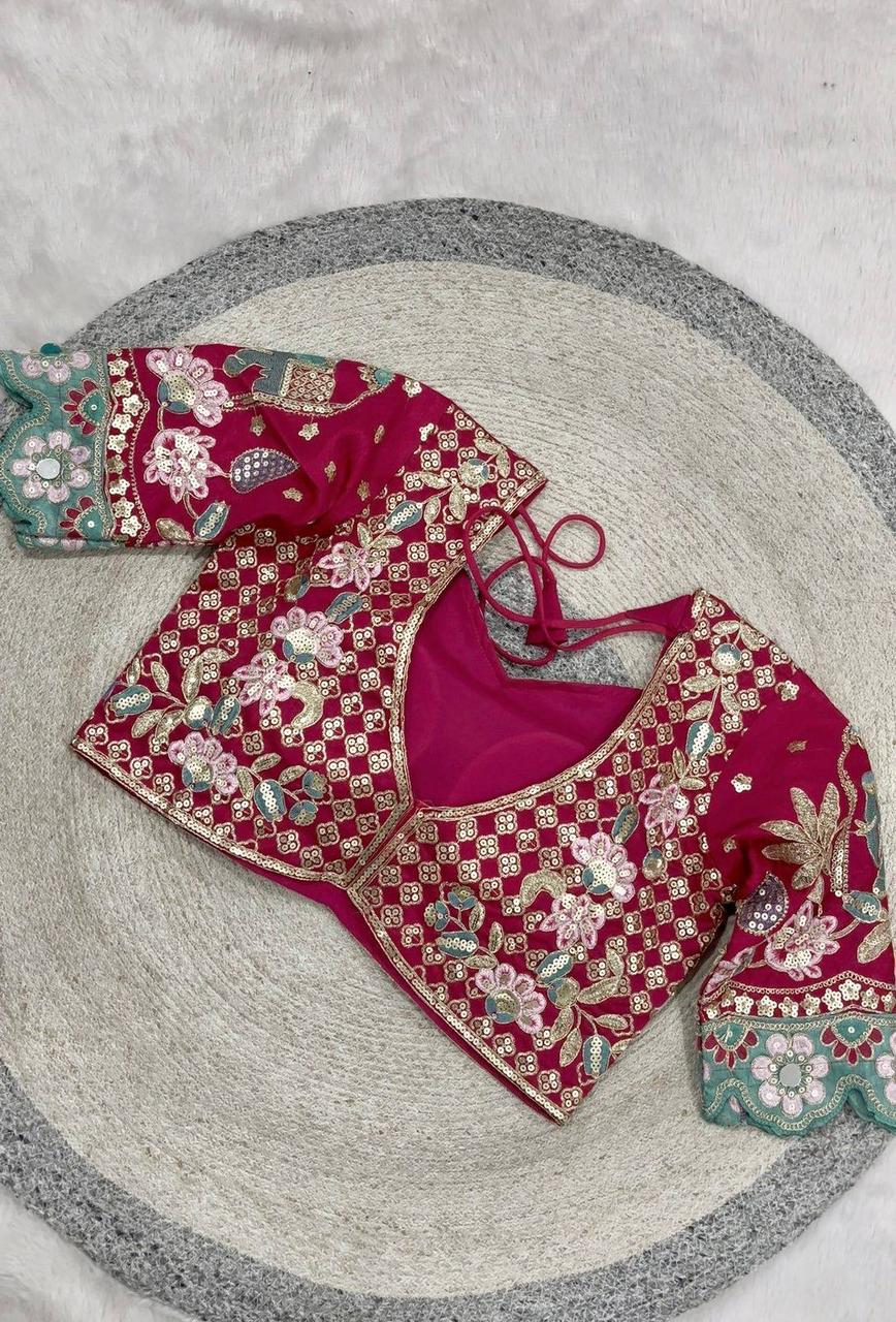 Rangoli silk fabric with sequence with   stich  blouse