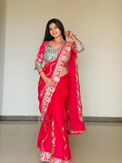 Rangoli silk fabric with sequence with   stich  blouse