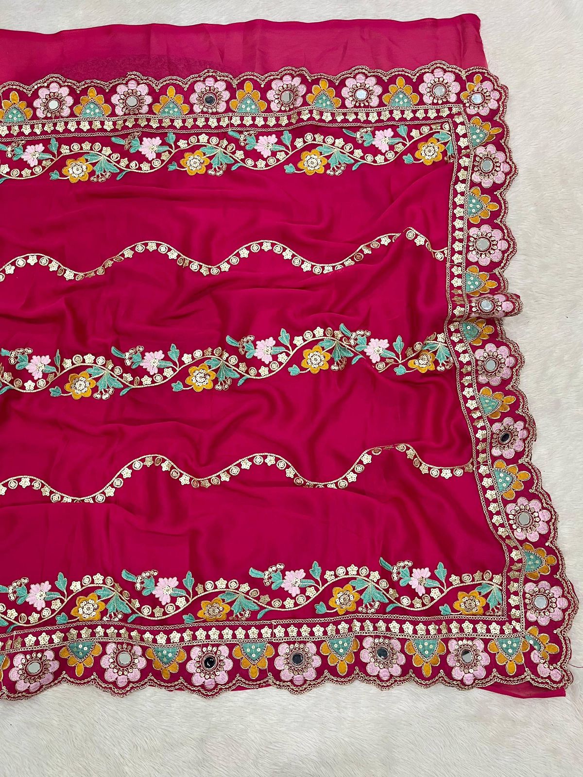 Rangoli silk fabric with sequence with   stich  blouse