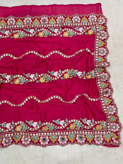 Rangoli silk fabric with sequence with   stich  blouse
