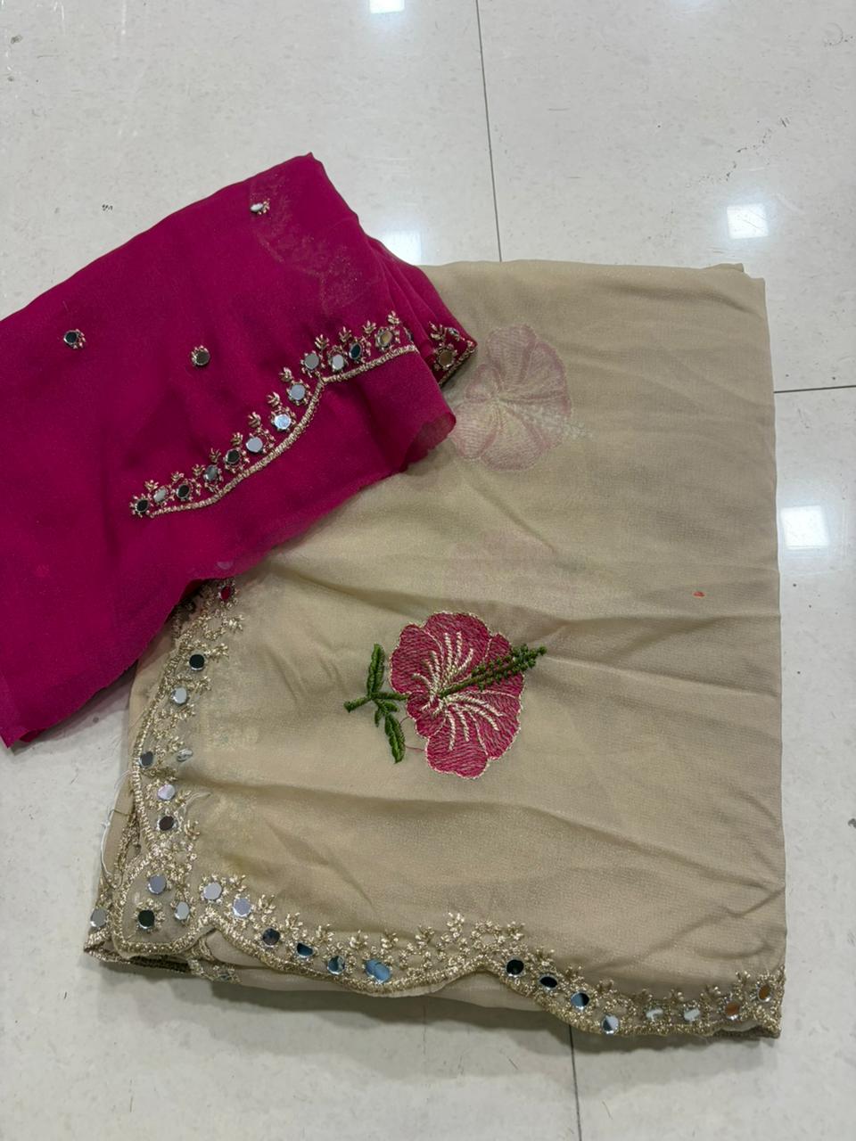 Soft Rangoli silk saree with embroidery