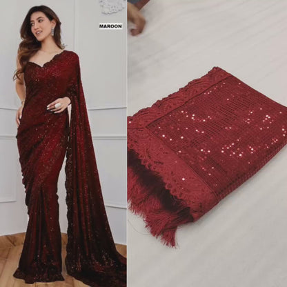 Full Saree Of Georgette With Heavy 5MM Sequence Embrodery Work
( JP12 )