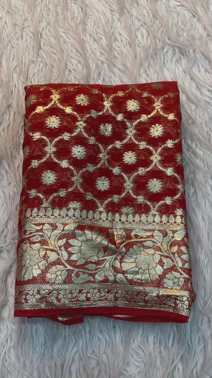 Viscose Georgette Saree With running Blouse !
