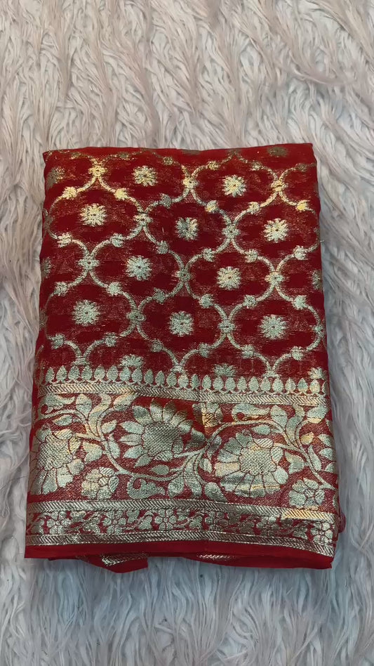 Viscose Georgette Saree With running Blouse !