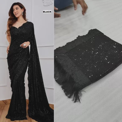 Full Saree Of Georgette With Heavy 5MM Sequence Embrodery Work
( JP12 )