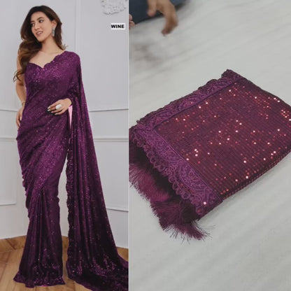 Full Saree Of Georgette With Heavy 5MM Sequence Embrodery Work
( JP12 )