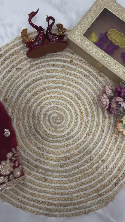 Pure Space Silk With Beautiful Original Gold Beeads Work with Cut work border