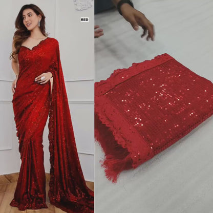 Full Saree Of Georgette With Heavy 5MM Sequence Embrodery Work
( JP12 )