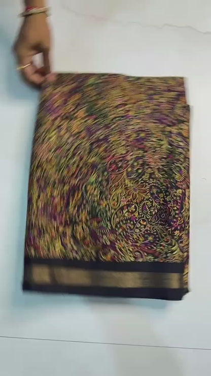 Soft Kashmiri cotton silk sarees with pen kalamkari design

( JP81)