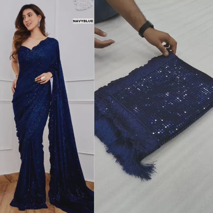 Full Saree Of Georgette With Heavy 5MM Sequence Embrodery Work
( JP12 )