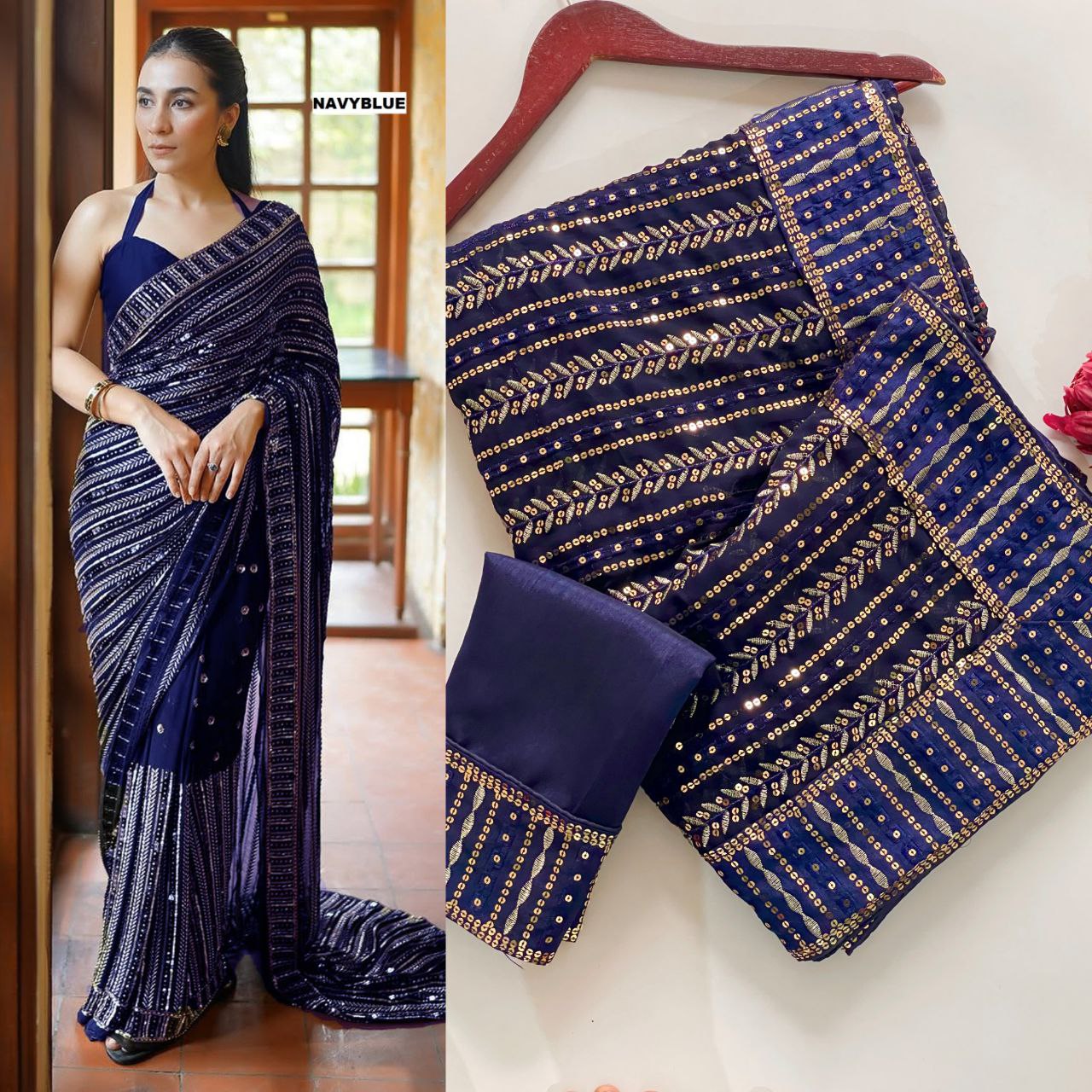 Full Saree Of Heavy quality 60 gram Georgette

( JP43)