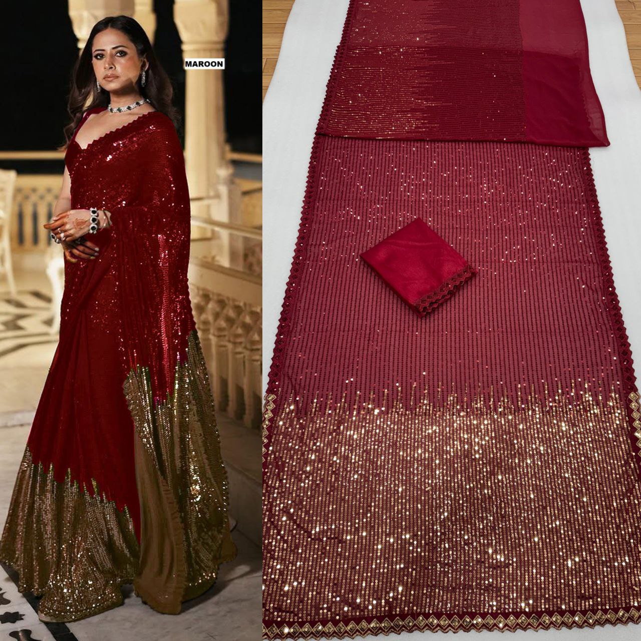 Full Saree Of Heavy quality 60 gram Georgette

( JP38)
