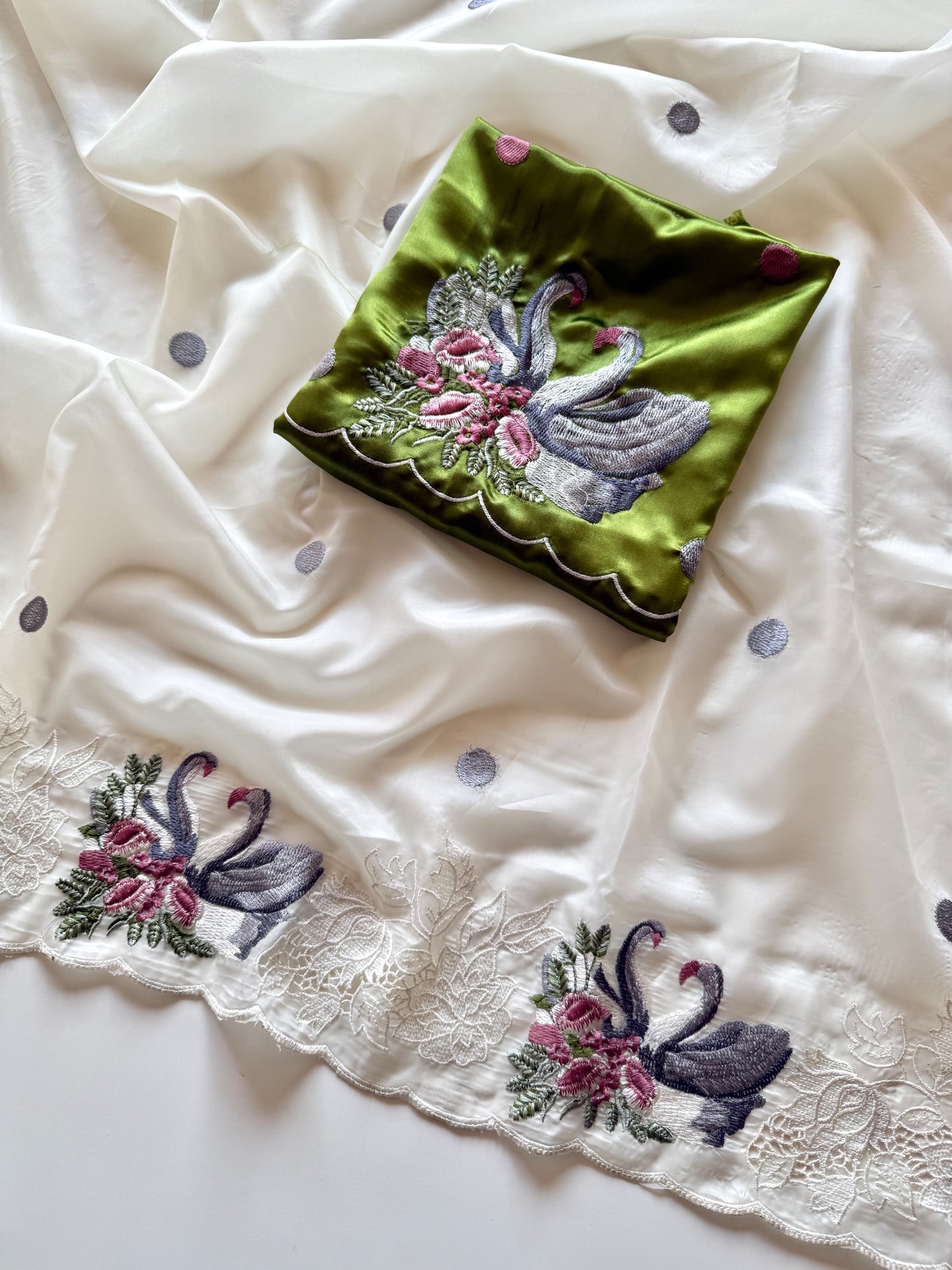 crystal tissue with Viscose therd embroidery work with cut work