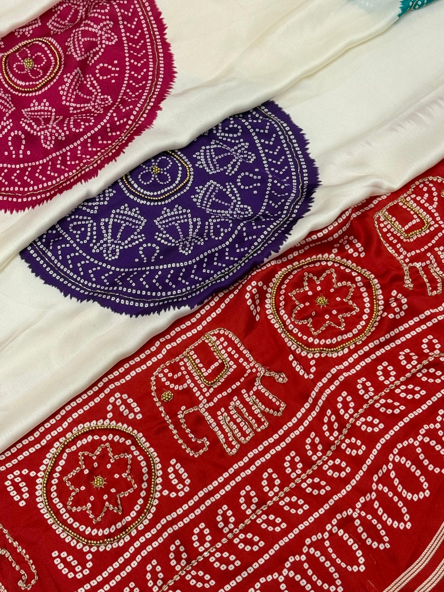 Gaji Silk hand wark saree Bandhani Saree