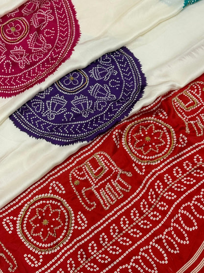Gaji Silk hand wark saree Bandhani Saree