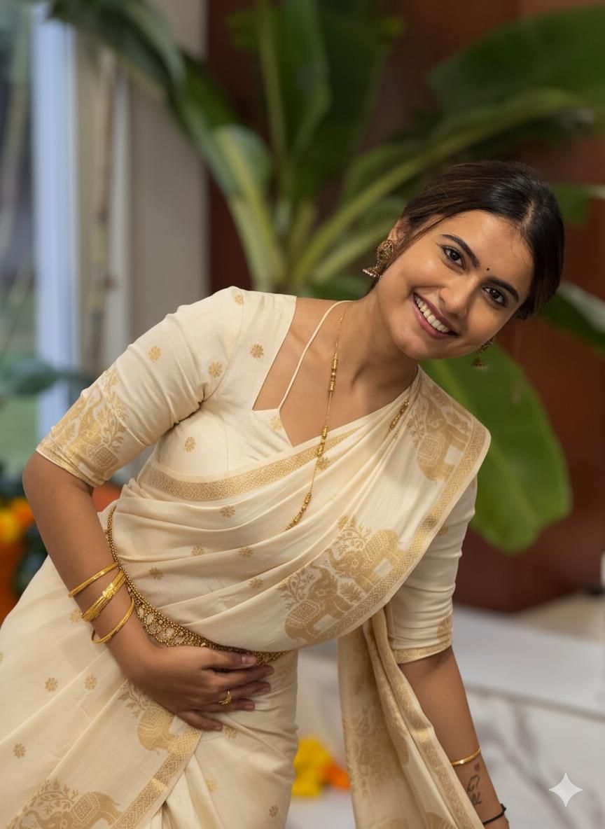 Pure Muslin Silk Saree With contrast Blouse