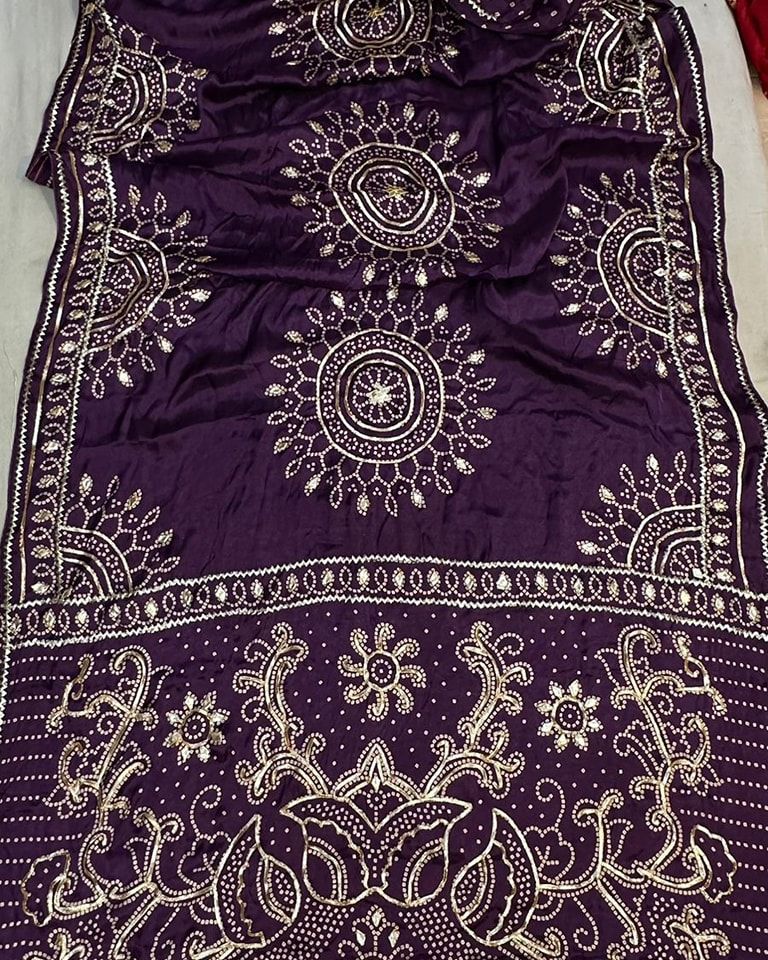 Gaji Silk Gota patti Bandhani Saree