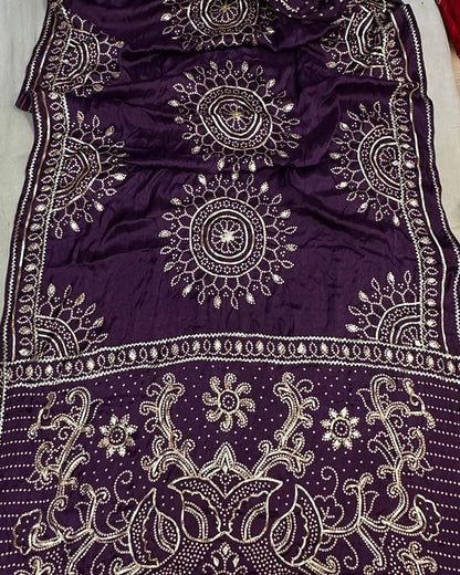 Gaji Silk Gota patti Bandhani Saree