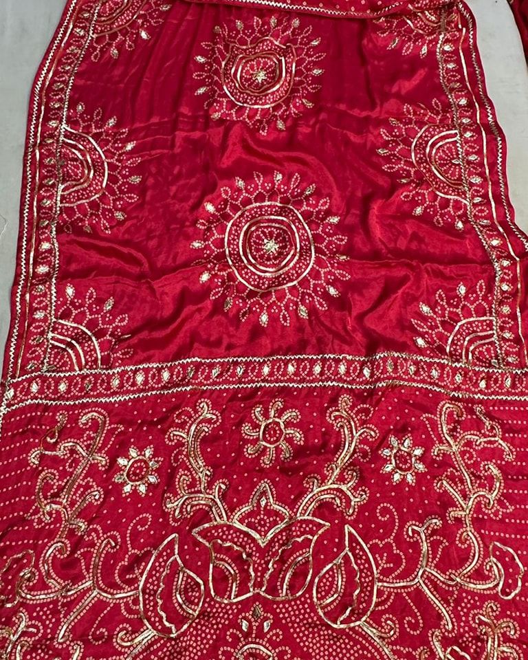 Gaji Silk Gota patti Bandhani Saree