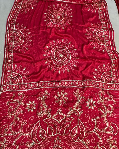 Gaji Silk Gota patti Bandhani Saree